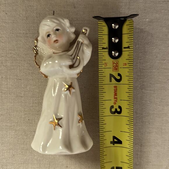 Vintage Ivory porcelain little angel girl with gold stars and a lyre - Picture 6 of 7